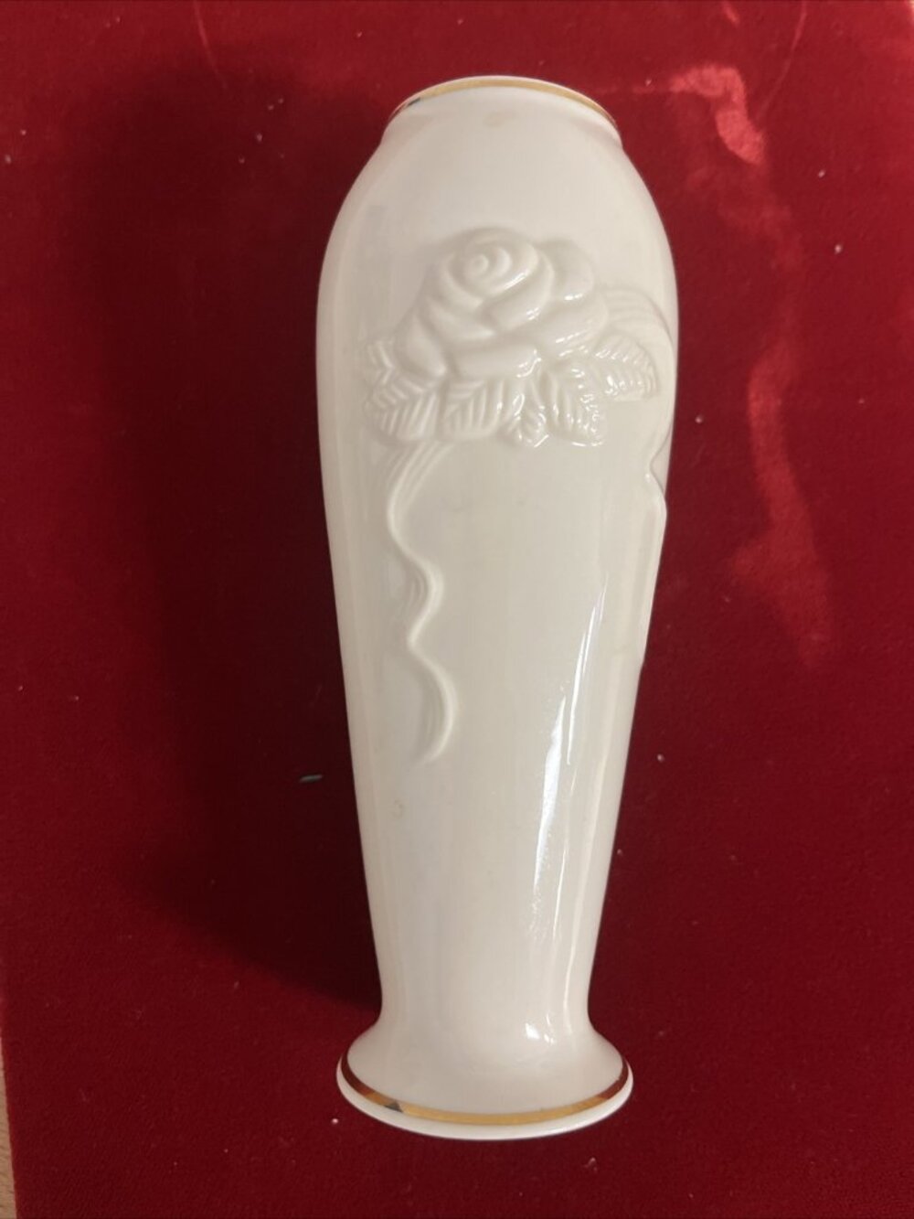 Lenox Rose Blossom 6" Bud Vase Cream Colored Porcelain 24k Gold Trim
